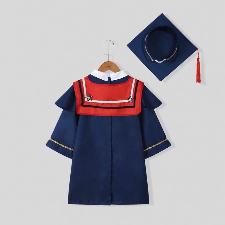 graduation dresses for kindergarten Child Matte Navy Blue Graduation Gown