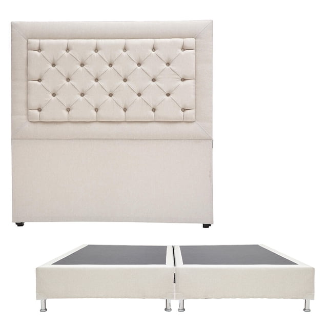 Box Base Cama King Size + Cabecera Mary Beige Claro