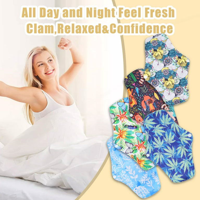 5 XS Panty Liners 1 Wet Bag Cloth Menstrual Pads Reusable Washable  (Feather, XS Panty Liners)