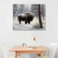 thumbnail image 3 of COMIO  Bison Snowstorm Trees 11 Canvas Art - Home Decor Wall Art Print Poster Painting Large, 3 of 5