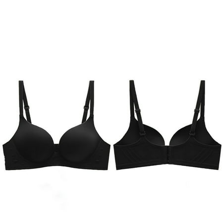 Elvqul Push-Up Bras Women High Support Underwire Plain Standard Straps Black Juniors Seamless Underwear Nylon Bras