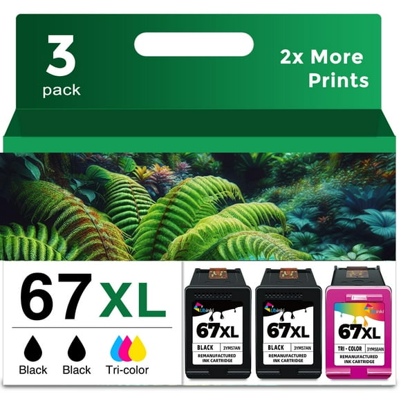 67xl Ink Cartridges Black/Color Combo Pack Replacement for HP Ink 67 67xl Printer Ink use for 2700 2700e 2752 2752e 2742e 2755e 4100 4100e 4152e 4155