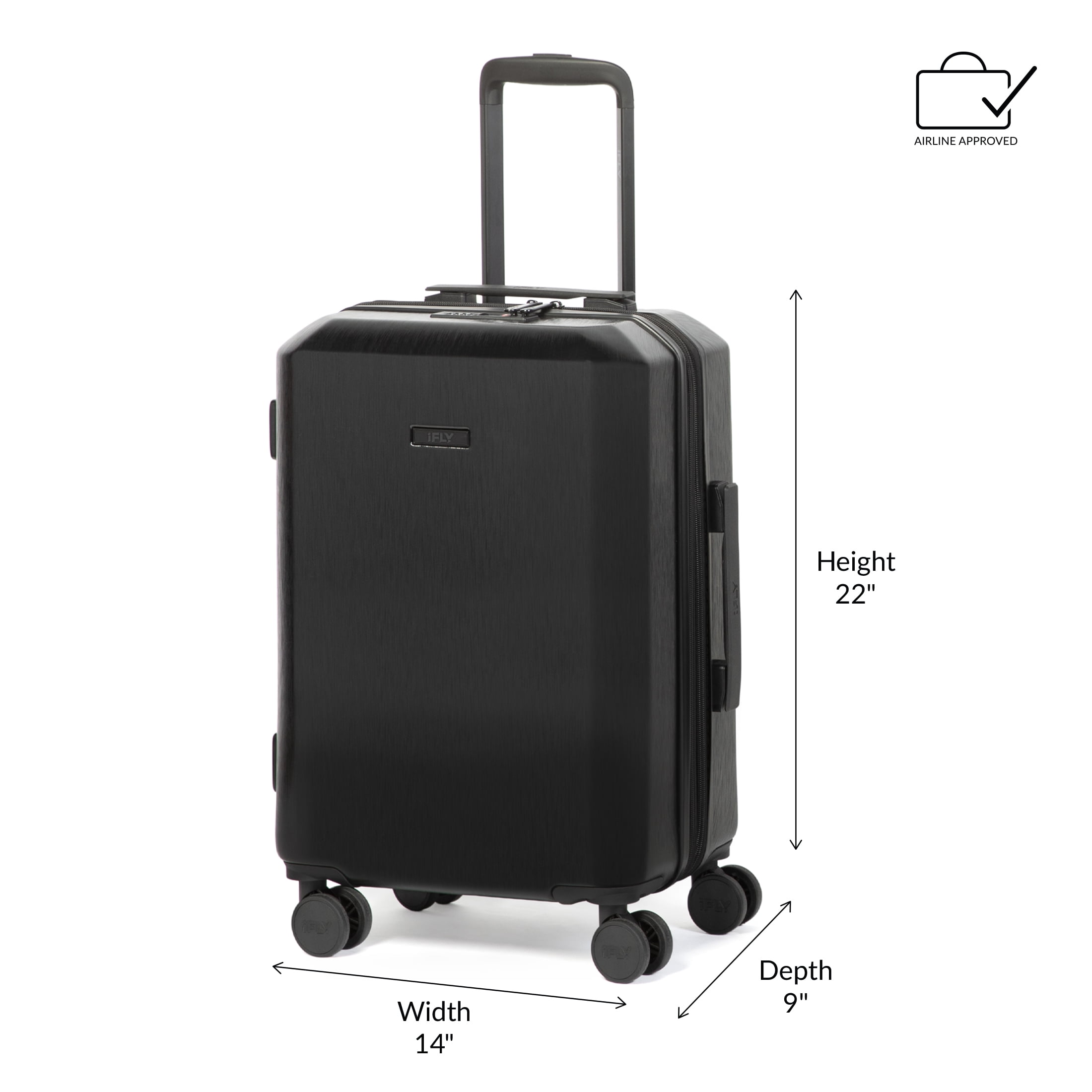iFLY Altitude 2-Piece Expandable Hardside Luggage Set with TSA Lock, 20" Carry-on and 28" Checked Luggage, Black