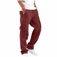 thumbnail image 3 of Men Sweatpants With Pockets Solid Color Casual Drawstring Elastic Waist Workwear Men Cargo Pants, 3 of 8