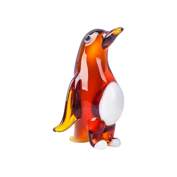 1pcs Crystal Penguin Figurines Decor Gifts for Women Men Cute Penguin Statues Collectibles Animal Blown Glass Sculpture Home Table Decoration，Style 2 Brown