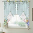 thumbnail image 2 of Easter Bunny Tail Swag Valances for Windows, Kitchen Window Curtains Over Sink, Colorful Easter Eggs Teal Wooden Leaves Window Treatment Curtains for Living Room/Bedroom Curtains 2 Panel Sets 36"x45", 2 of 8