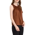 thumbnail image 3 of Unique Bargains Women's Satin Sleeveless Work Office Pleated Tank Top Blouse, 3 of 6
