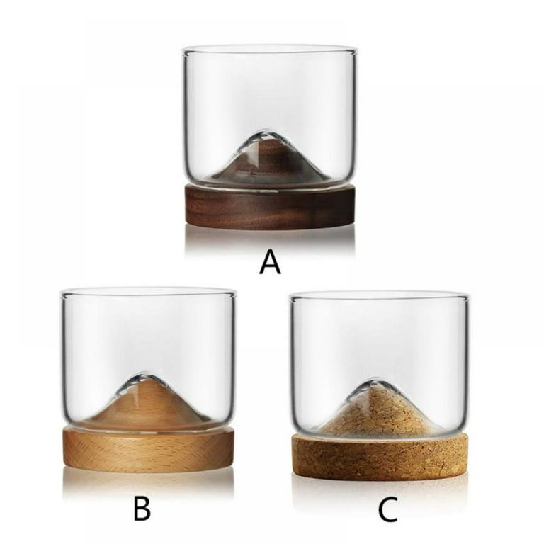 4 Oz Creative Glass Small Wine Glass Home Mountain-Shaped Wooden