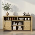 thumbnail image 2 of Hassch Farmhouse Sideboard Buffet Cabinet with Storage, 59.3" Kitchen Cabinet with Sliding Barn Door and Mesh Doors, Credenza with Open Storage Shelves, Coffee Bar Cabinet, Natural, 2 of 11