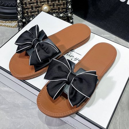 

European and American style bowknot slippers Women‘s Outdoor Women‘s beach shoes summer new fashion non-slip soft bottom sandals