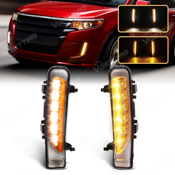 For Ford Edge 2009-2014 LED Fog Lamp Front Day Running Light DRL Turn Signal