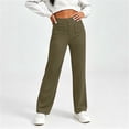thumbnail image 6 of Bloomae Womens High Waist Button Stretchy Work Pants Comfortable Straight Leg Office Dress Pant Business Casual Trousers with Pockets, 6 of 8