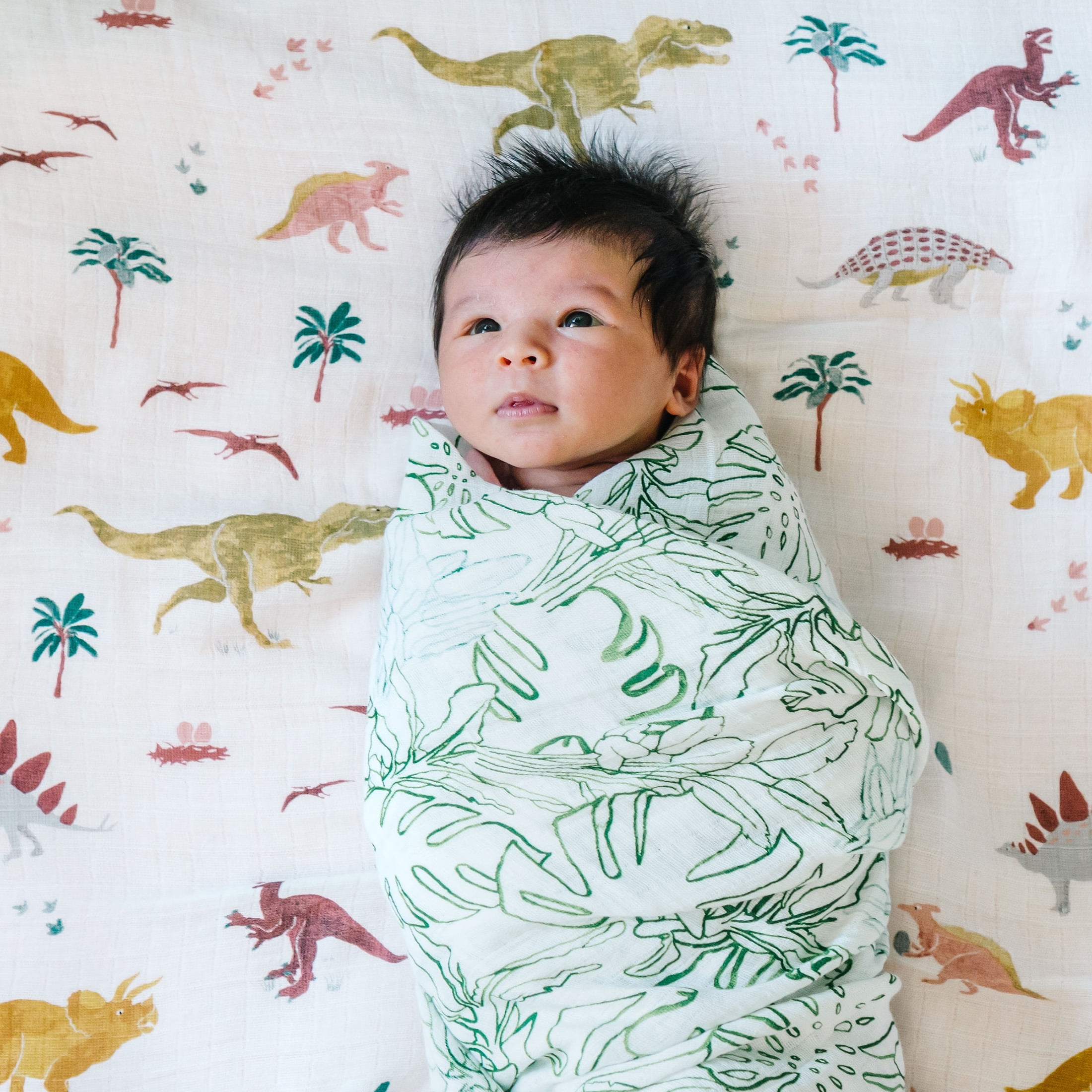 Red Rovr 100% Organic Cotton Muslin Infant Swaddle Blanket, Large, Unisex, Jungle Leaf