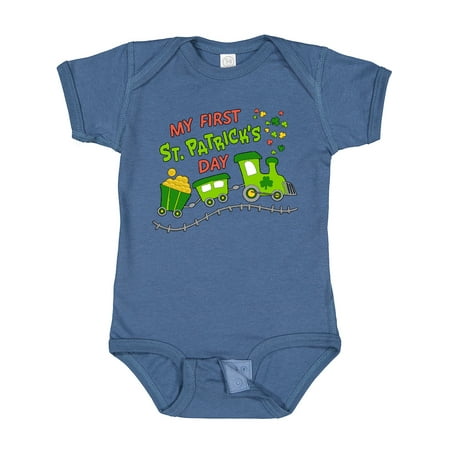 

Inktastic My First St. Patrick s Day Shamrock Train Gift Baby Boy or Baby Girl Bodysuit