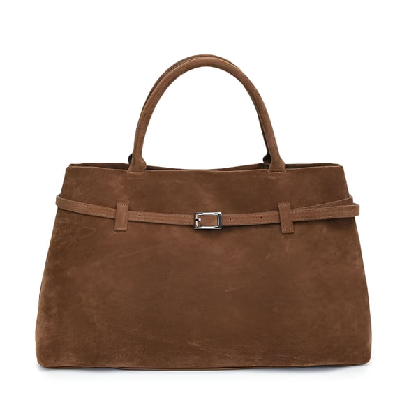AOMRCOL Suede Tote Bag - Retro Brown Handbag for Women Daily Use