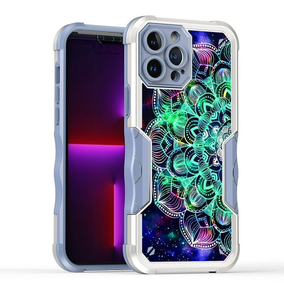 Bemz Heavy Duty Armor Rugged Case for iPhone 14 Pro Max - Teal Galaxy Mandala