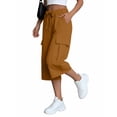 thumbnail image 5 of Noric Women's High Waist Wide Leg Capri Pants Loose Fit Casual Drawstring Multi Pockets Lounge Pants, 5 of 7