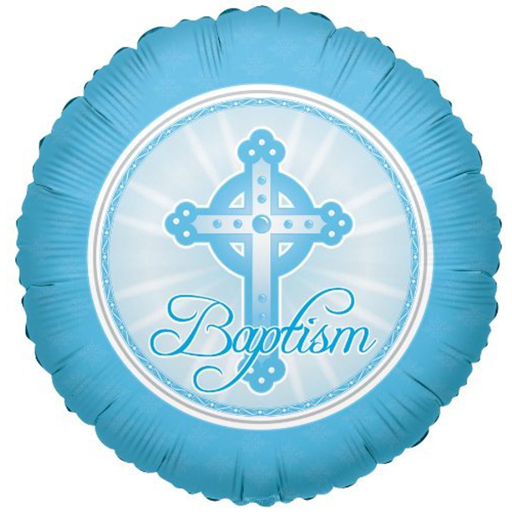 Kaleidoscope Baptism Mylar Balloon Blue Cross 18 Round 3 Balloons