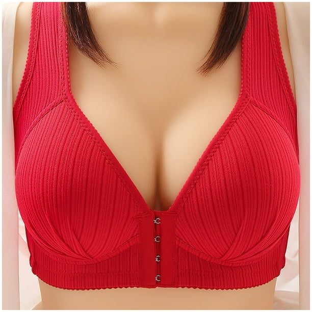 WILLBEST Brasier De Algodon Sujetador De Acero Fino Para Mujer, Con Botones Delanteros, Transpirable, Cómodo Y Con Frunces, 2909