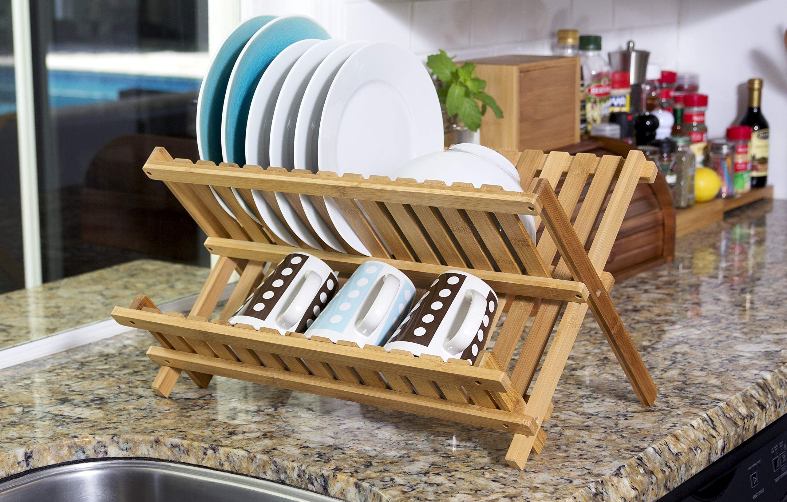 Bamboo Folding Dish Rack