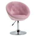 thumbnail image 2 of HOMCOM Modern Makeup Vanity Chair Round Tufted Swivel Accent Chair with Chrome Frame Height Adjustable for Living Room, Bedroom Pink, 2 of 9