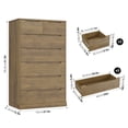 thumbnail image 4 of Homfa Vertical 7 Drawer Dresser, 51.3 in Tall Wood Storage Cabinet with Upgraded Stable Base for Bedroom Living Room, Rustic Brown, 4 of 7