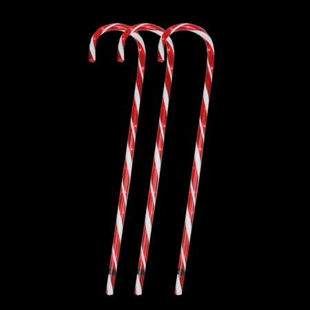Pack Of 3 Lighted Candy Cane Pathway Markers Outdoor Christmas