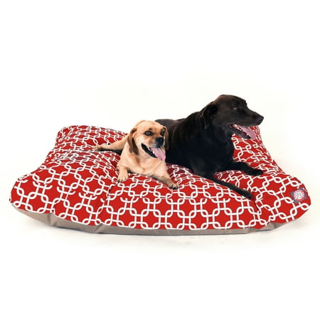 UPC: 0788995504290 | Majestic Pet Links Rectangle Dog Bed Treated Polyester Removable Cover Red Extra Large 50  x 42  x 5