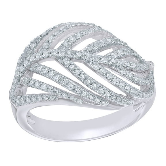 White Natural Diamond Promise Leaf Ring in 10k White Gold (0.62 Cttw) By Jewel Zone US