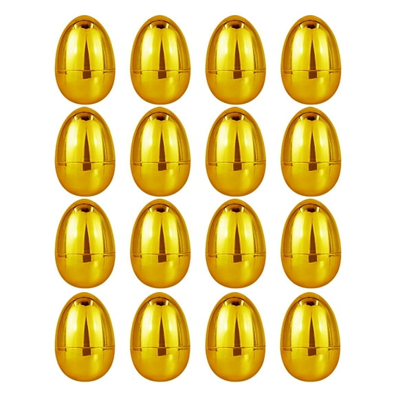LmnLft 16pc Metallic Easter Egg Set - 2.36" Fillable Plastic Eggs with Glitter Finish for Candy/Treat Storage, Egg Hunt Games & Basket Stuffers