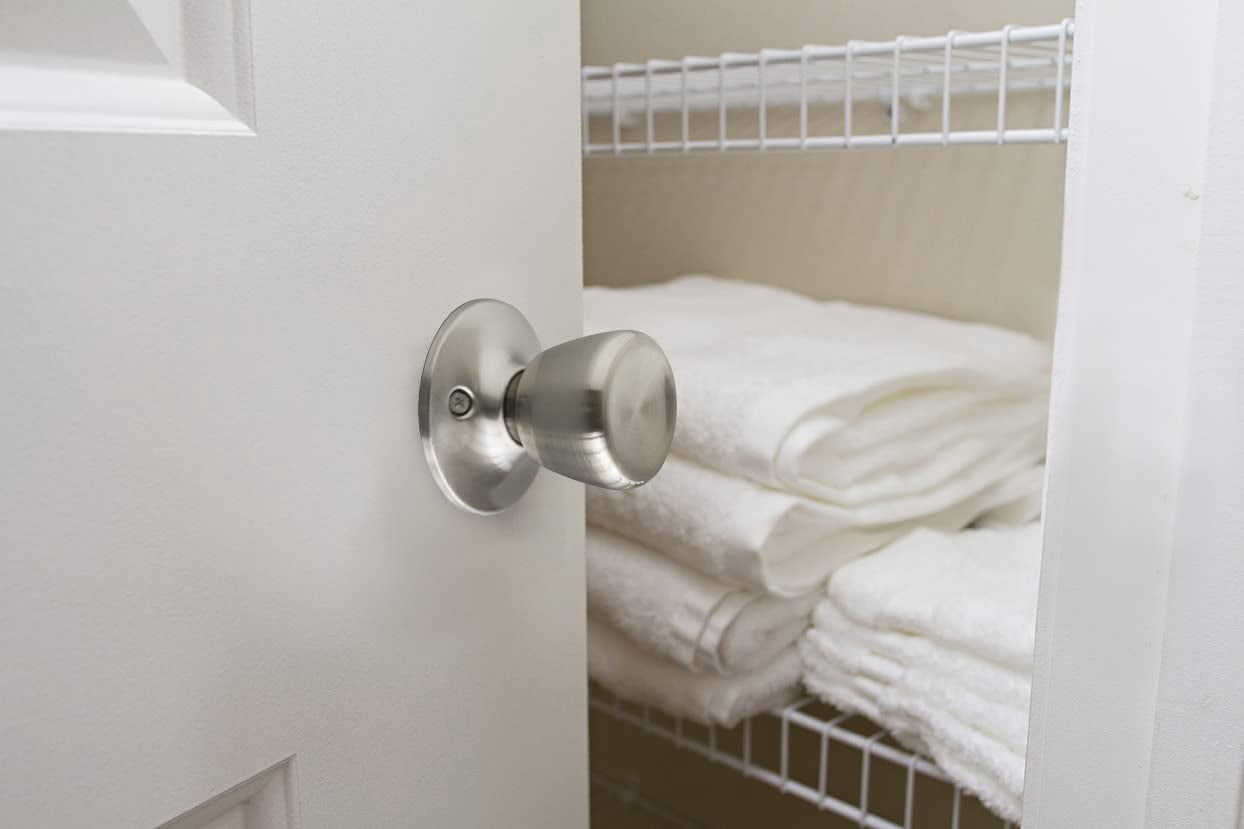 Bowery Hill Terrace 12-Pack Brass Dummy Door Knob in Satin Nickel