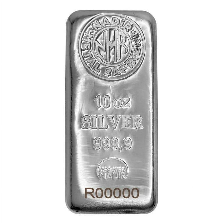 Nadir Refinery 10 Oz Silver Bar .9999 Fine with Assay - Walmart.com