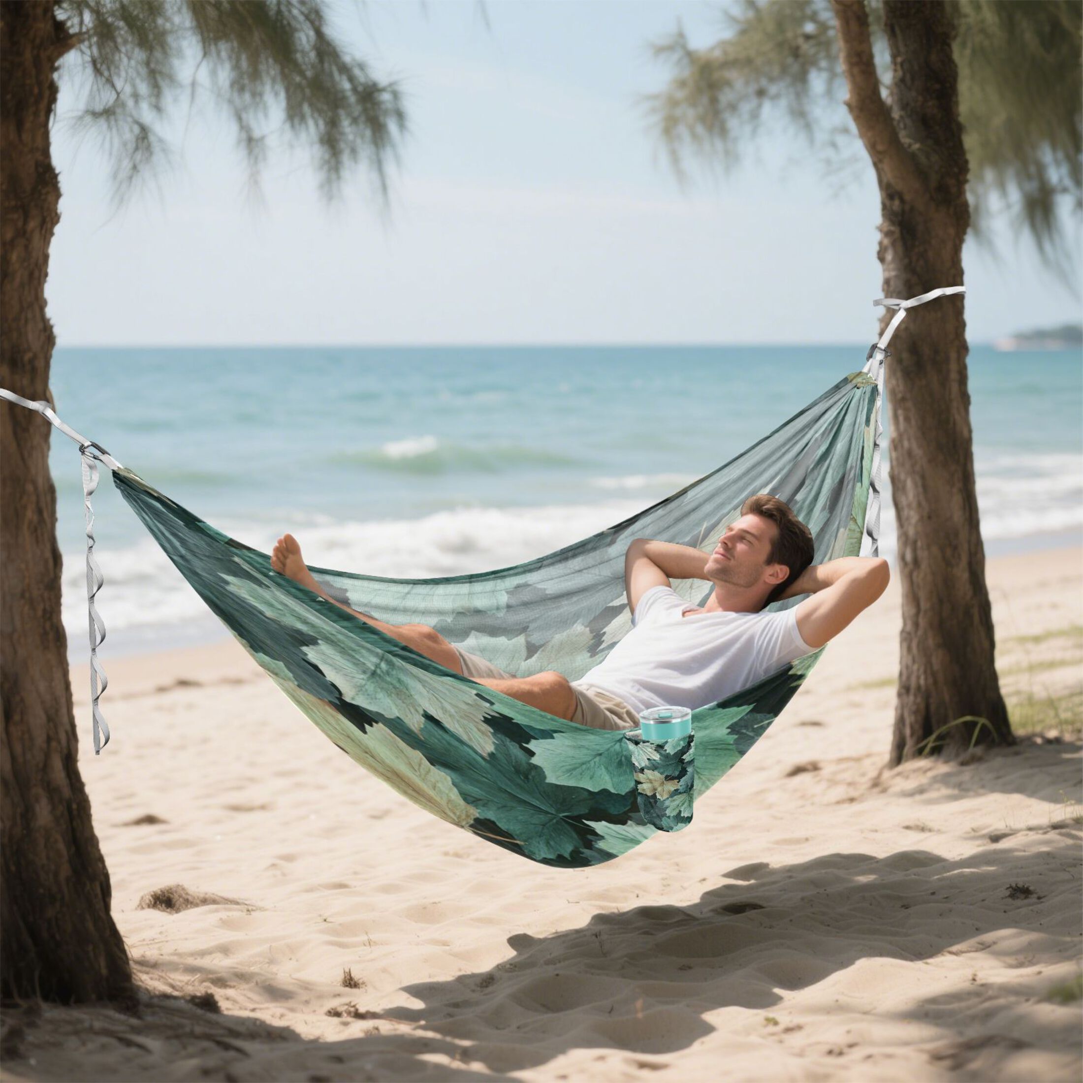 Hammock Camping Hammock Nylon Portable Hammock Travel Camping Hammock Blue Maple Leaf