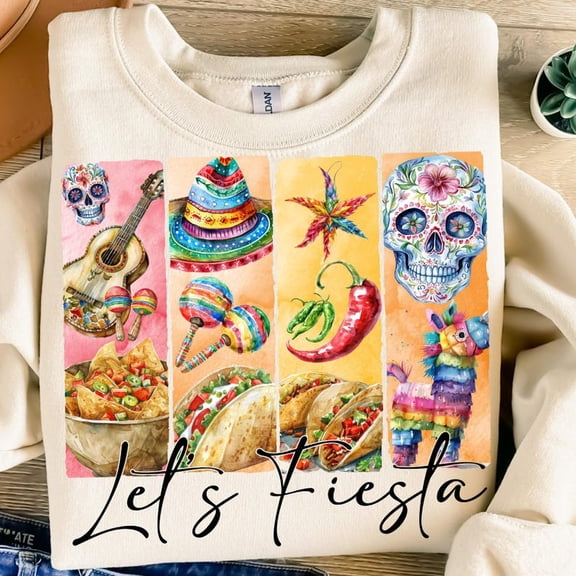Let’s Fiesta Cinco de Mayo Sweatshirt, Mexico Shirt, Tacos Shirt, Mexican Party Shirt, Nacho Average Fiesta Sweatshirt