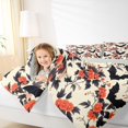 thumbnail image 3 of Homewish Vintage Gothic Halloween Bat Queen Comforter Set,Red Blossom Branch Print Comforter Sets Queen,Cream Black Red,Light Gray Reversible,3-Piece,1 Comforter and 2 Pillowcases, 3 of 7