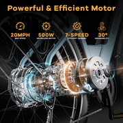 Electric Bike for Adults 26 500W E-Mountain Bike 48V 10AH 20MPH Ebike UL2849