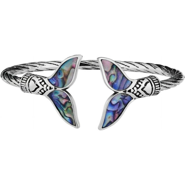 Pulsera rígida tipo brazalete con cola, ajustable, abierta, con dije, ideal como regalo para mujer.