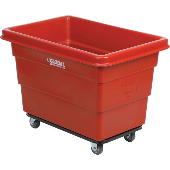 6 Bushel Plastic Bulk Box Truck, Steel Chassis Base, Red, 33-2/5"L x 23"W x 24-1/2"H