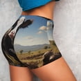 thumbnail image 4 of Balery Cute Prairie Cow Pantalones cortos de entrenamiento estampados para mujer, sin costuras, ajustados, para gimnasio, yoga, correr, deportes, ejercicio activo, fitness.-XX-Large, 4 of 8