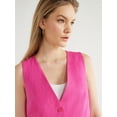 thumbnail image 4 of Scoop Women's and Women's Plus Linen Blend V-Neck Button Vest, Sizes XS-4X, 4 of 5