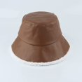 thumbnail image 6 of CoCopeaunts Bucket Hat for Women Autumn Winter Faux Leather Lambswool Fleece Warm Basin Hat Fashion Two Side Wear Fisherman Hat, 6 of 8