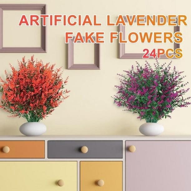 Qepwscx 24 Bundles Artificial Flowers, UV Resistant Faux Outdoor