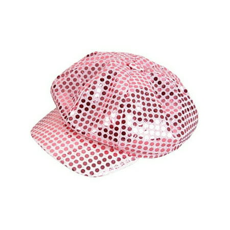 Funky Retro Pink Costume Sequin Newsboy Baseball Hat