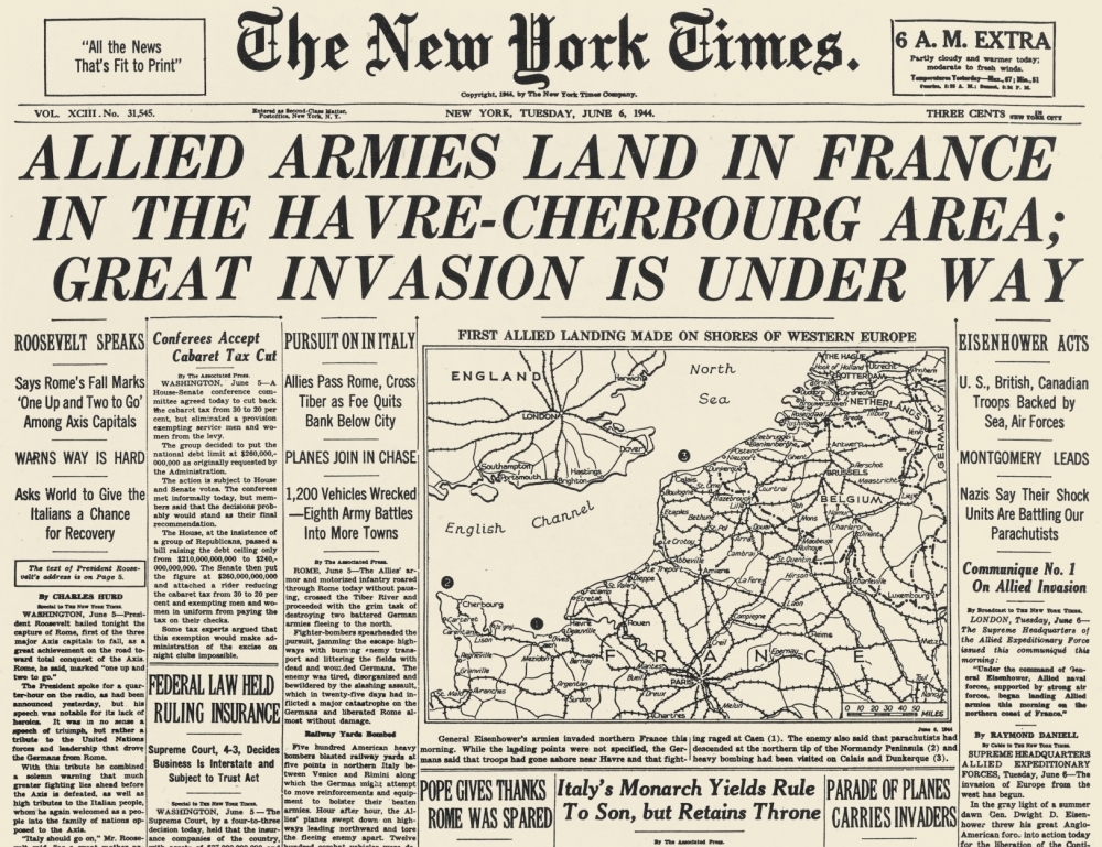 日本超安い ノルマンディー上陸作戦 D-Day 1944年6月6日付の新聞