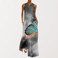 thumbnail image 1 of SMihono Robe Maxi Bohème d'Été pour Femmes Grande Taille Mode d'Été pour Femmes Imprimée à Col en V Sans Manches à Enfiler avec Poches Robe de Plage Évasée Robe Soleil, 1 of 5