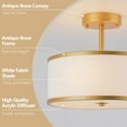 thumbnail image 2 of BESTOMINE Semi Flush Mount Ceiling Light,12.5 Inch Drum Ceiling Light,Antique Brass Finish Flush Mount Light Fixture with Fabric Shade,Modern Close to Ceiling Light Fixtures for Bedroom,Living Room, 2 of 6
