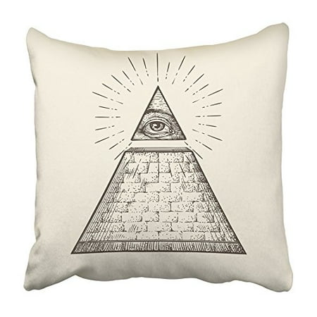 Pyramid Pillows For Reading ARHOME Conspiracy All Seeing Eye Pyramid Symbol New World Order Sketch Theory Dollar Pillowcase Cushion Cover 16x16 inch ()