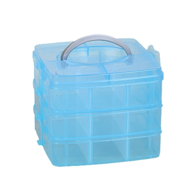 Grandest Birch Craft Organizer Box Stackable 3 Layer Plastic Portable Arts Container for Home