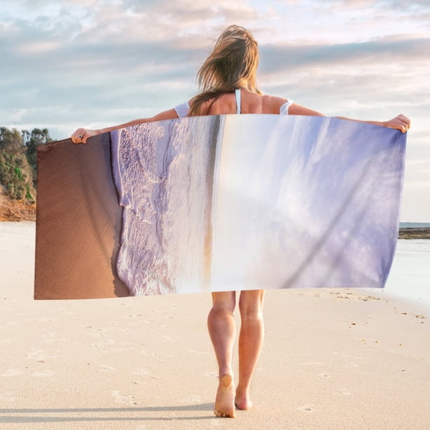 Microfiber Beach Towel Super Lightweight Colorful Bath Towel Sandproof Beach Blanket Multi-Purpose Towel For Travel Swimming Pool 30x60 Inch Travel Essentials