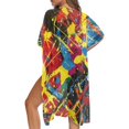 thumbnail image 5 of HELLHERO High Quality Fabrics Bathing Suit Cover Up for Beach Half Sleeve Breathable Colorful Splash, 5 of 6